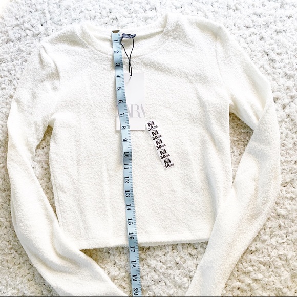 Zara White Textured Long Sleeve NWT - Picture 8 of 9